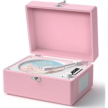Portable CD Player with Bluetooth Input & Output, Rechargeable CD Player with Built-in Speaker, USB/AUX Connection, Pink Leather-Textured Finish, Gift for Music Lovers