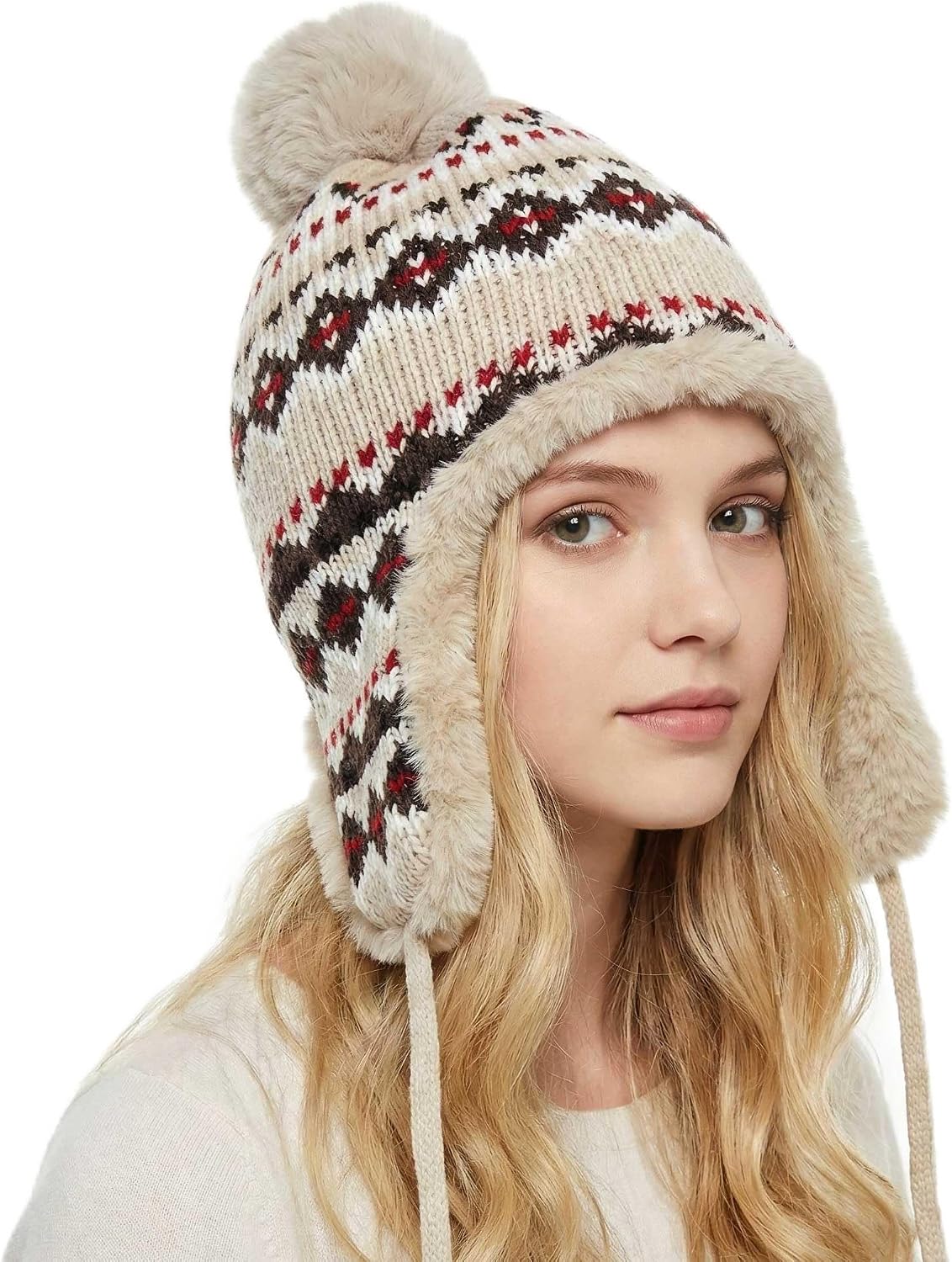 Winter Women Knit Beanie Hat Ear Flaps Trapper Hat Men Toque Warm