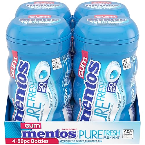 Miniatura 54 de Goma de mascar Mentos Pure Fresh, sin azúcar con xilitol, sabor Wintergreen, para dulces de Halloween, a granel, 50 unidades (paquete de 4)