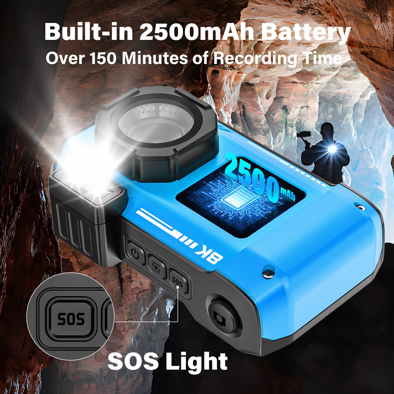 Digitalkamera, 8K Unterwasserkamera, 70MP Autofokus 33FT WiFi Digitalkamera wasserdichte mit 64GB Karte, Dual-Screen Selfie 2500mAh Batterie, 16X schwimmfähig Digital für Schnorcheln