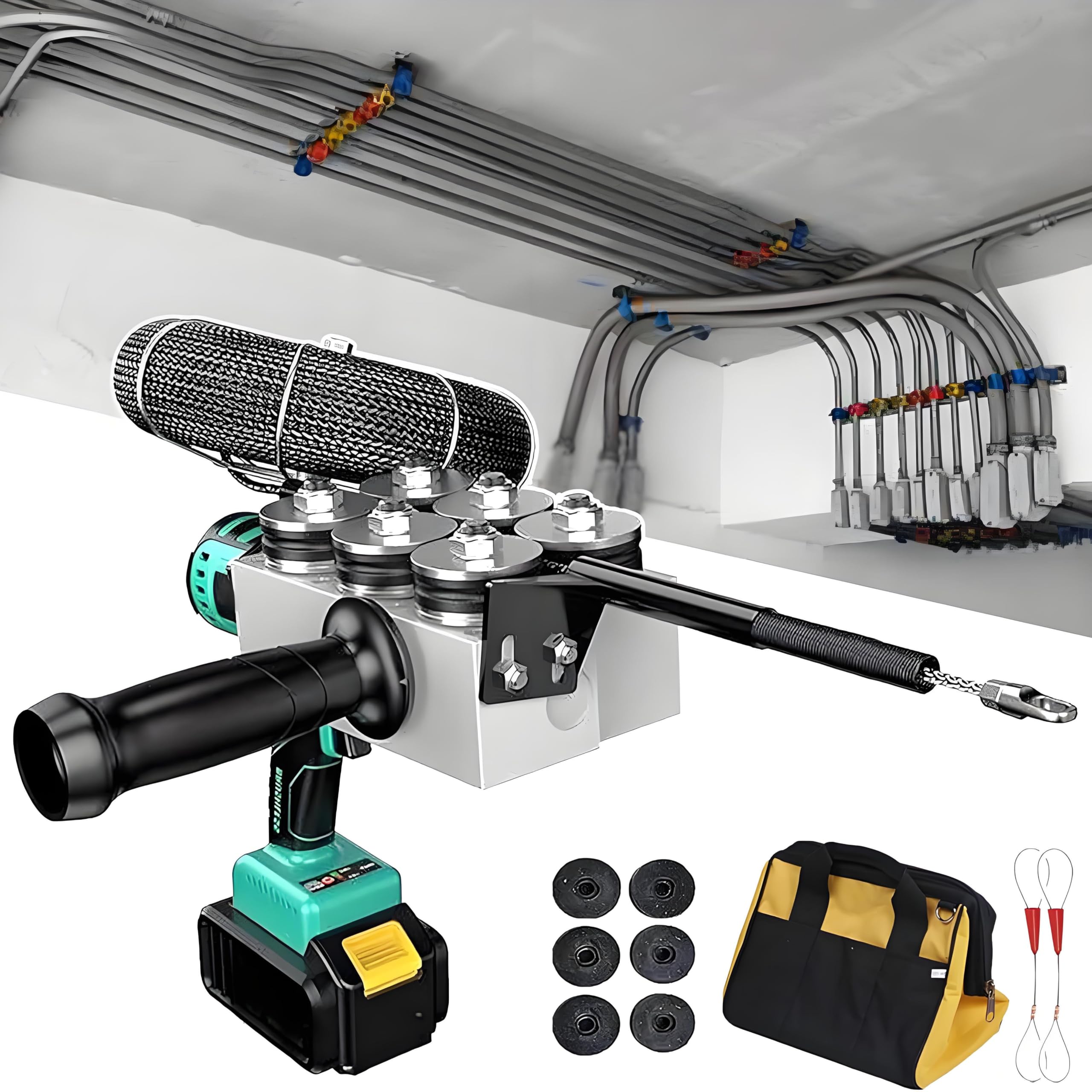 Estrattore elettrico per cavi, macchina automatica per filettare elettricisti, velocità 50 m/min, batteria al litio 4,5 Ah, strumento infila tubi nascosti