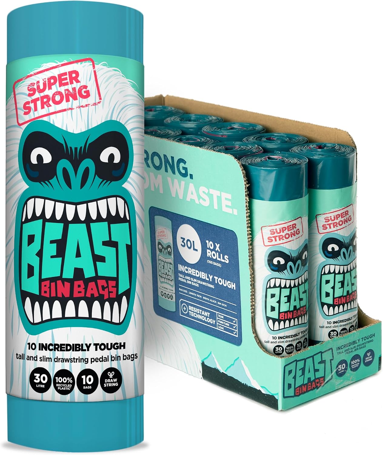 BEAST BIN BAGS, 10 Rolls of...