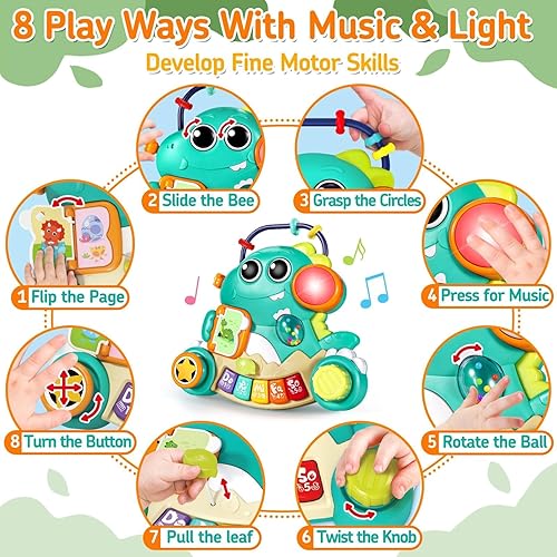 Miniatura 3 de Juguetes para bebés de 6 a 12 meses, piano para bebés de 9 a 12 meses, juguetes musicales de dinosaurio para bebés de 6, 9, 12, 18 meses, juguetes