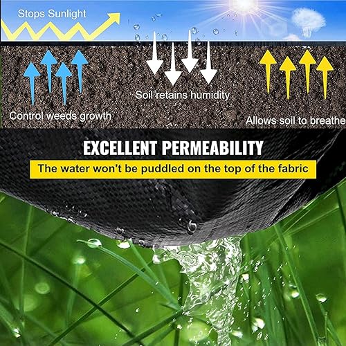 Miniatura 7 de Yufenj Tela de barrera de malezas de jardín, tela de bloque de malezas, resistente de 3.2 onzas, mantillo tejido para paisajismo, cubierta de suelo,