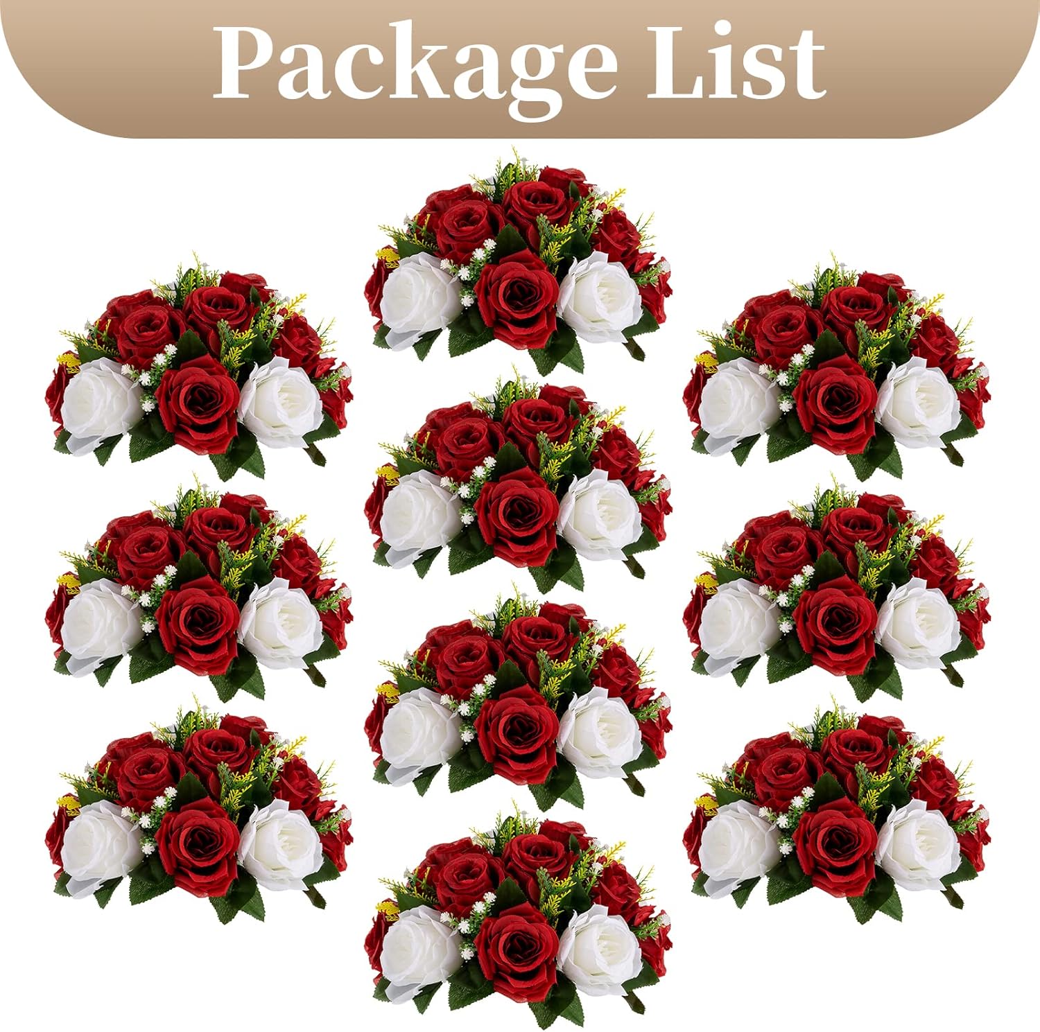 Sziqiqi Red Fake Flowers for Wedding Centerpiece Kissing Flower Balls for Tables Flower Centerpieces Arrangement for Party Road Lead - Image 8