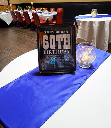 Miniatura 3 de Paquete de 10 caminos de mesa de satén azul real, 12 x 108 pulgadas de largo para bodas, fiestas, cumpleaños, reuniones, eventos y decoraciones