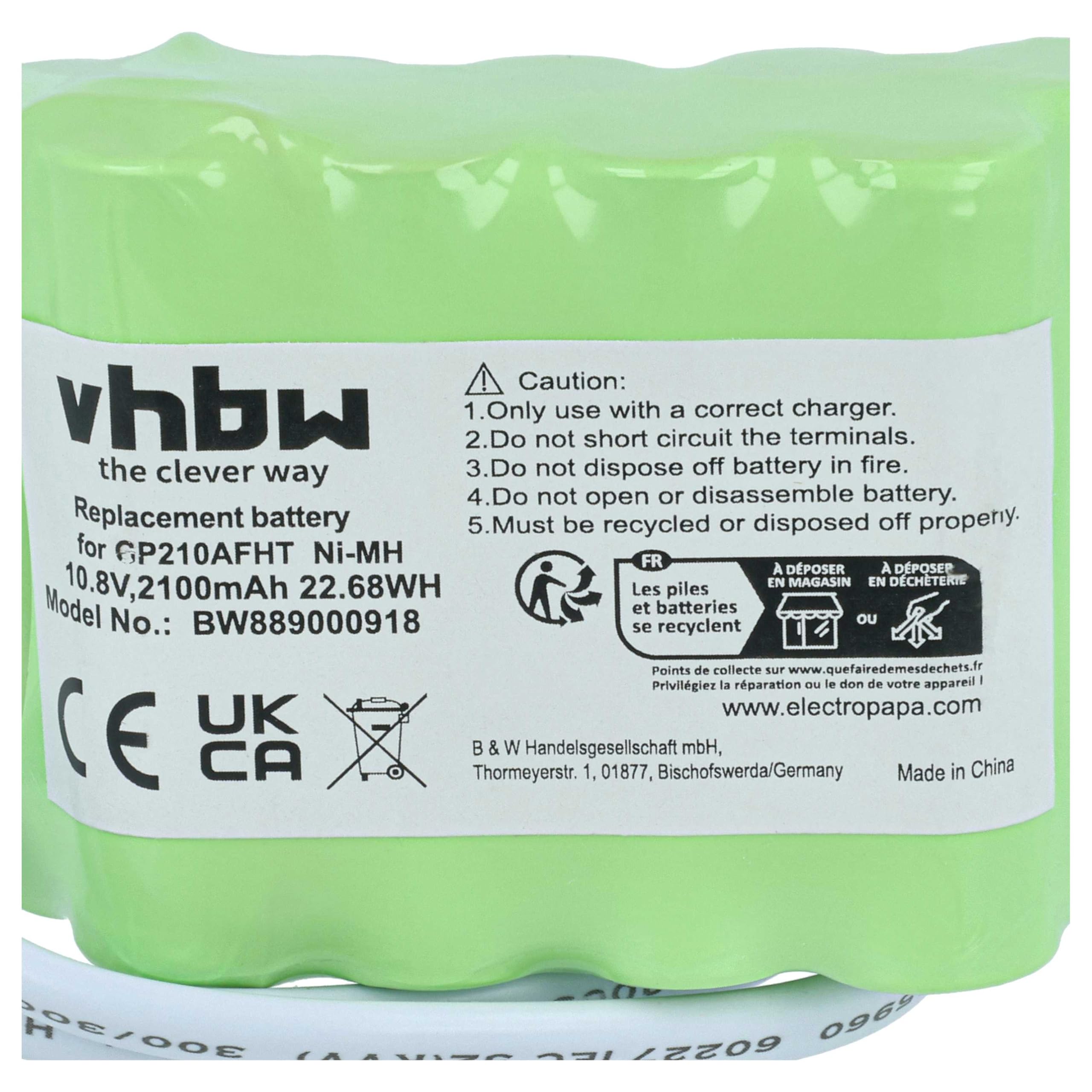vhbw Bateria zamienna do okien dachowych Velux 832817, GP2100AFHT, HHR-210AH do rolet dachowych (2100 mAh, 10,8 V, NiMH, z kablem)
