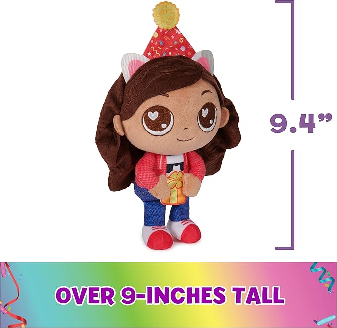 Gabby’s Dollhouse, Celebration Series 9-Inch Tall Gabby Girl Plushies, Kids Toys for Girls & Boys Ages 3 and Up