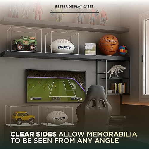 Vista 352 de Better Display Cases Versátil vitrina de acrílico transparente - Caja rectangular grande con base blanca 18" x 12" x 3" (BK09)