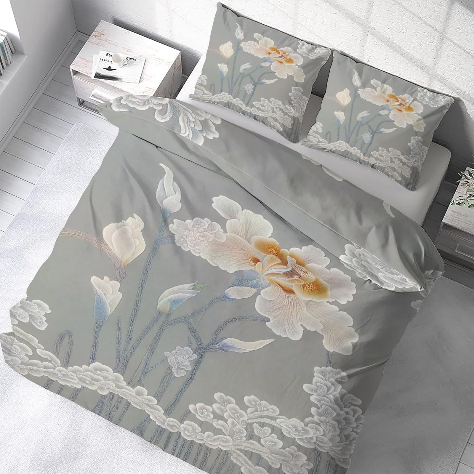 Housse de couette 220x240 cm super doux et respirant avec fermeture éclair cachée
