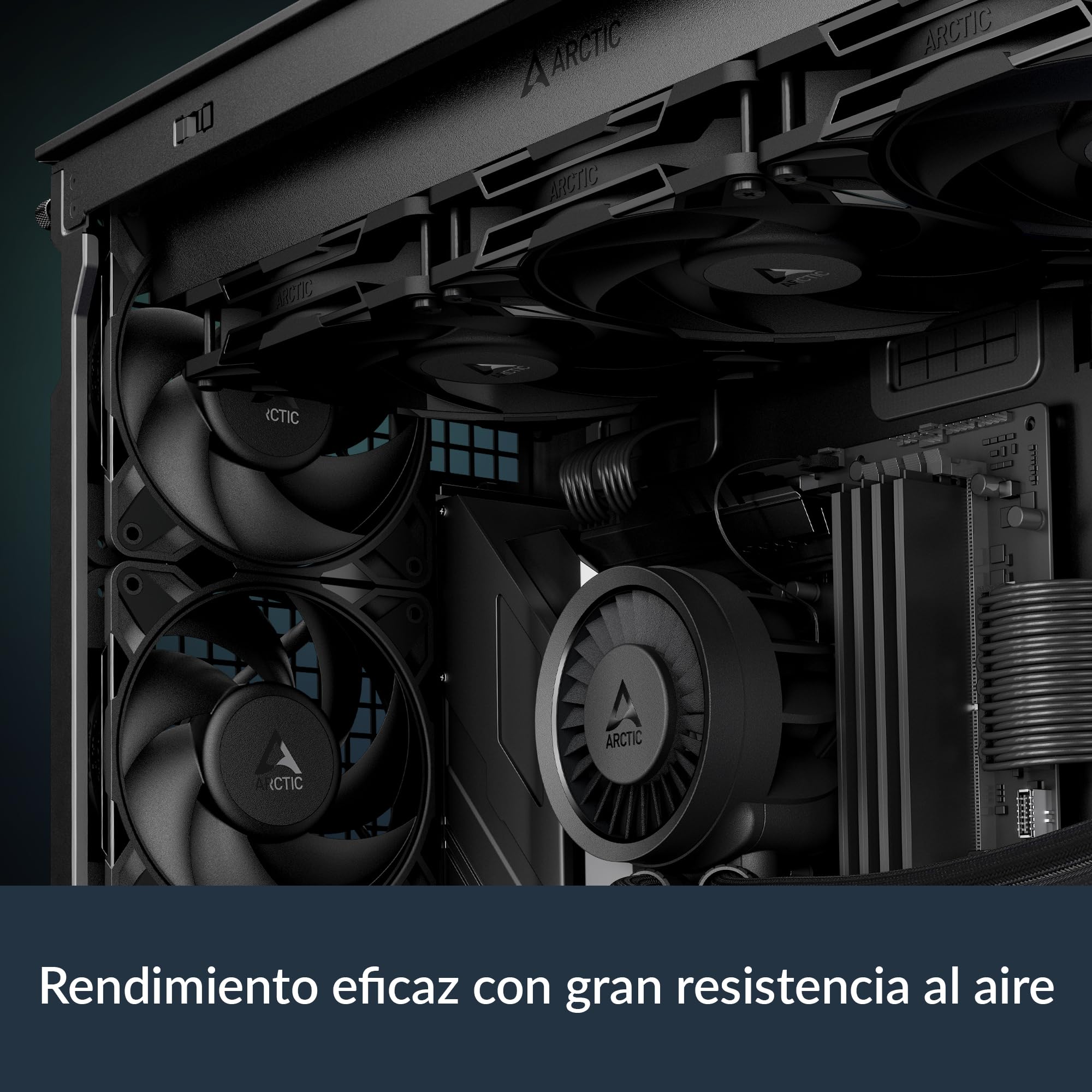 ARCTIC P12 Pro PST (5 Piezas) - Potente Ventilador de Caja PC Premium, Case Fan PWM de 120 mm con Divisor de Cable en Y, 600–3000 rpm, 0 rpm <5% PWM, Rodamiento fluidodinámico, 4 Pines - Negro