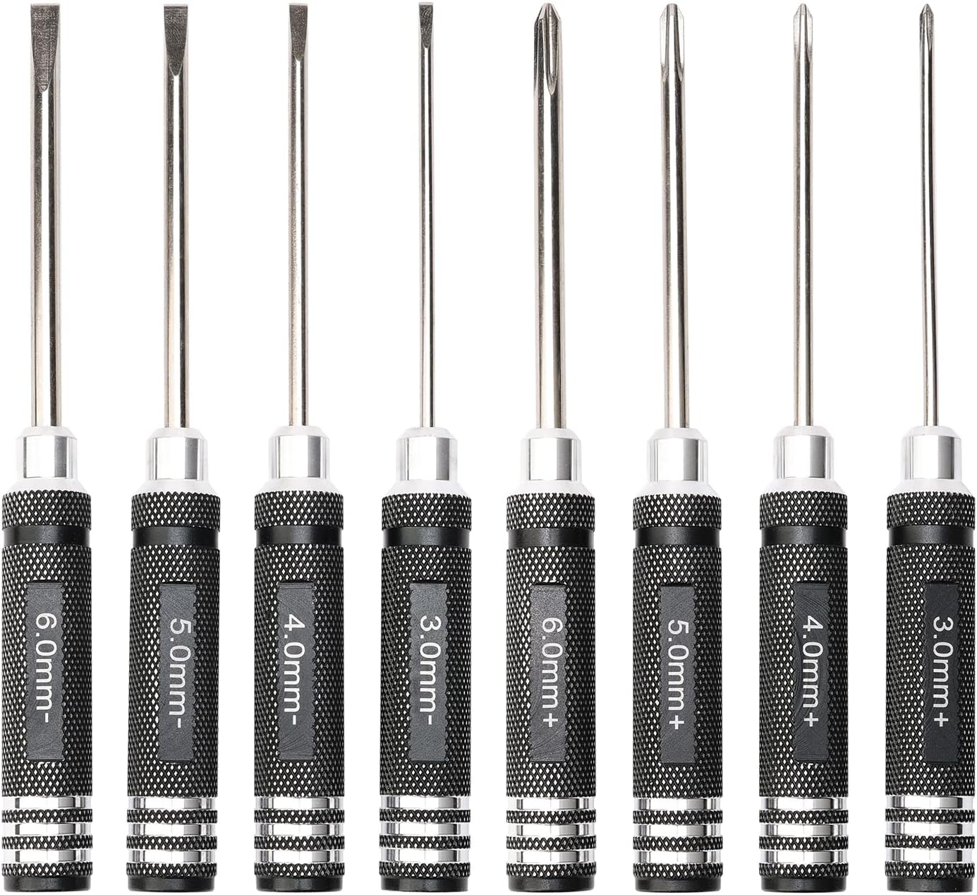 8Pcs 3/4/ 5/ 6mm RC Car Repair Tool Kit, 4 Phillips Screw Drivers 4 Flat Head Screwdrivers Maintenance Tool Set for RC Car FPV Airplane Boat Multirotors Quadcopter Helicopter