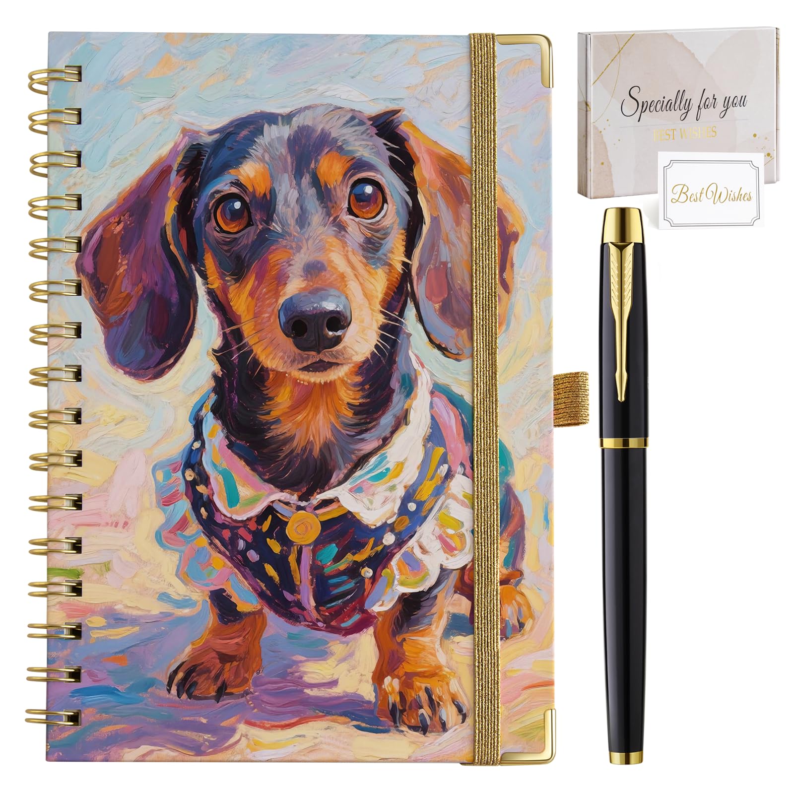 Cadeau teckel original avec carnet de notes A5 ligné et stylo inclus - 8