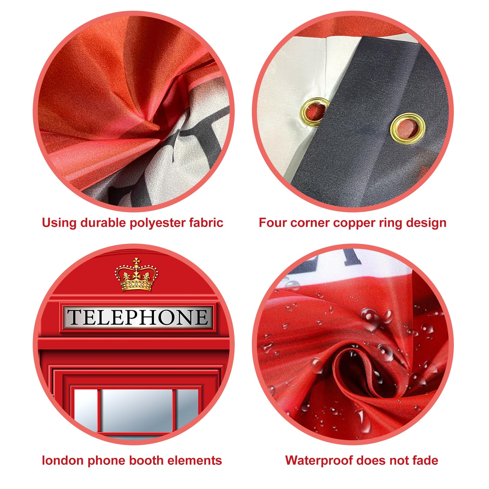 WADORN Grande Couverture De Porte De Cabine Téléphonique Anglaise, 1,8