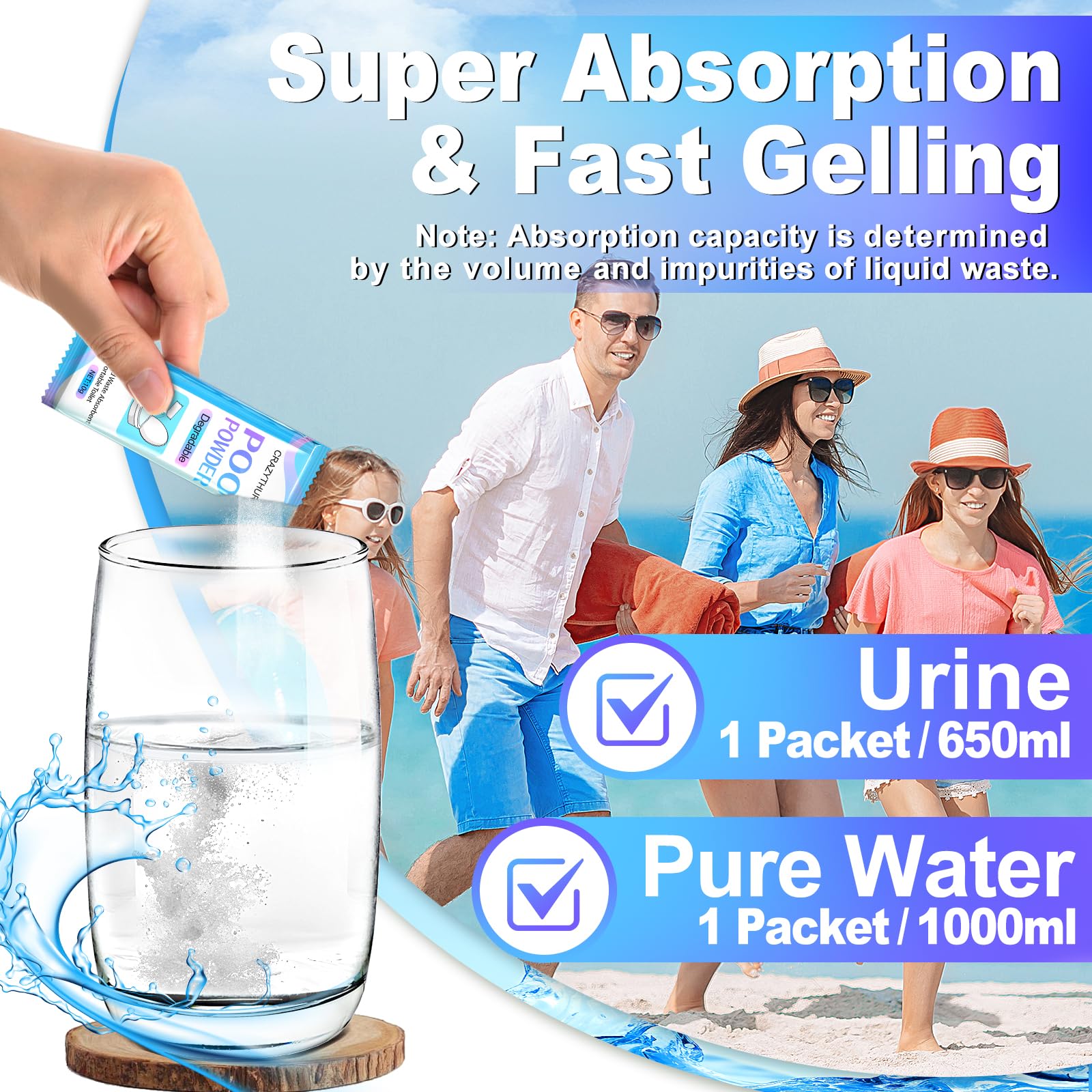 Poo Powder for Portable Toilet Gel Powder, Camping Toilet Gel 125PCS