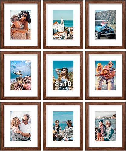 Vista 113 de Vittanly - Juego de 9 portarretratos, plexiglás resistente a rupturas, exhibe fotos de 12 x 12 pulgadas o, con paspartú, de 8 x 8 pulgadas, marcos