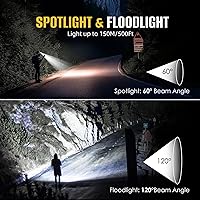 Vista 4 de Paquete de 2 faros LED recargables con luz verde y roja, 1300 lúmenes, linterna ultra brillante para campamento, correr, senderismo, pesca, sensor