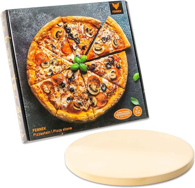 FENNEK Kamień do pizzy XL, Ø 320 mm, grubość: 20 mm, do piekarnika, pieca kamiennego, grilla węglowego, grilla gazowego itp., wykonany z odpornego na wysokie temperatury kordierytu, do pizzy, tarta,