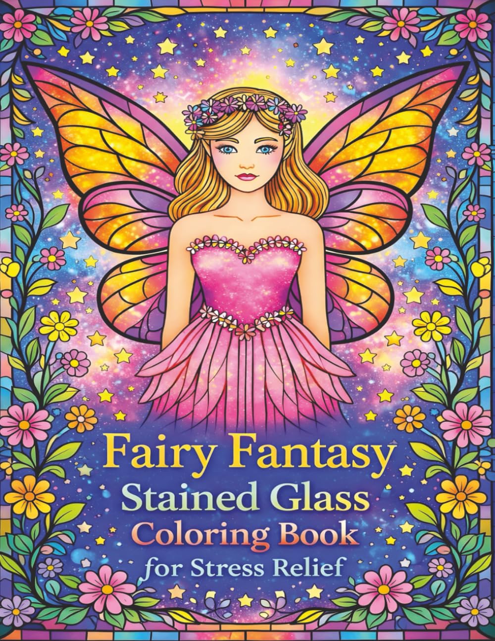 Fairy Fantasy Stained Glass Coloring Book for Stress Relief