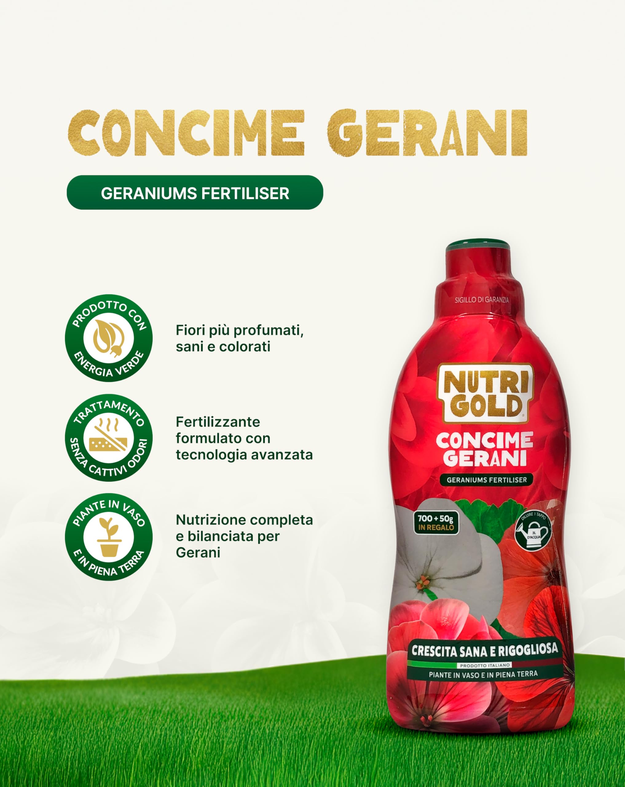 Concime Per Prato NutriGold - Fertilizzante NPK Con Ferro, Per 20 M² (800g + 50g Omaggio) - Foto 5