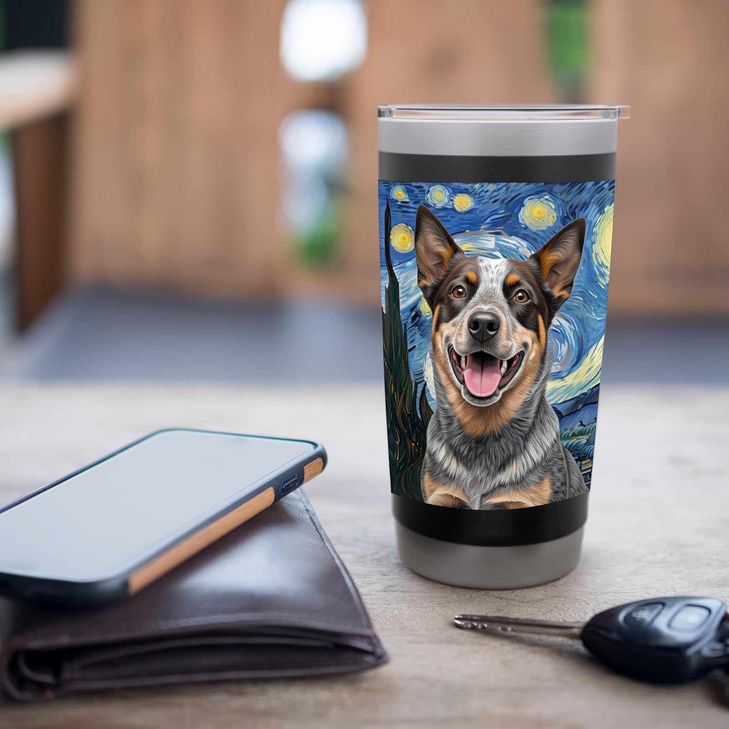 Blue Heeler Tumbler Starry Night Water Bottle Travel Stainless Steel Insulated Tumbler