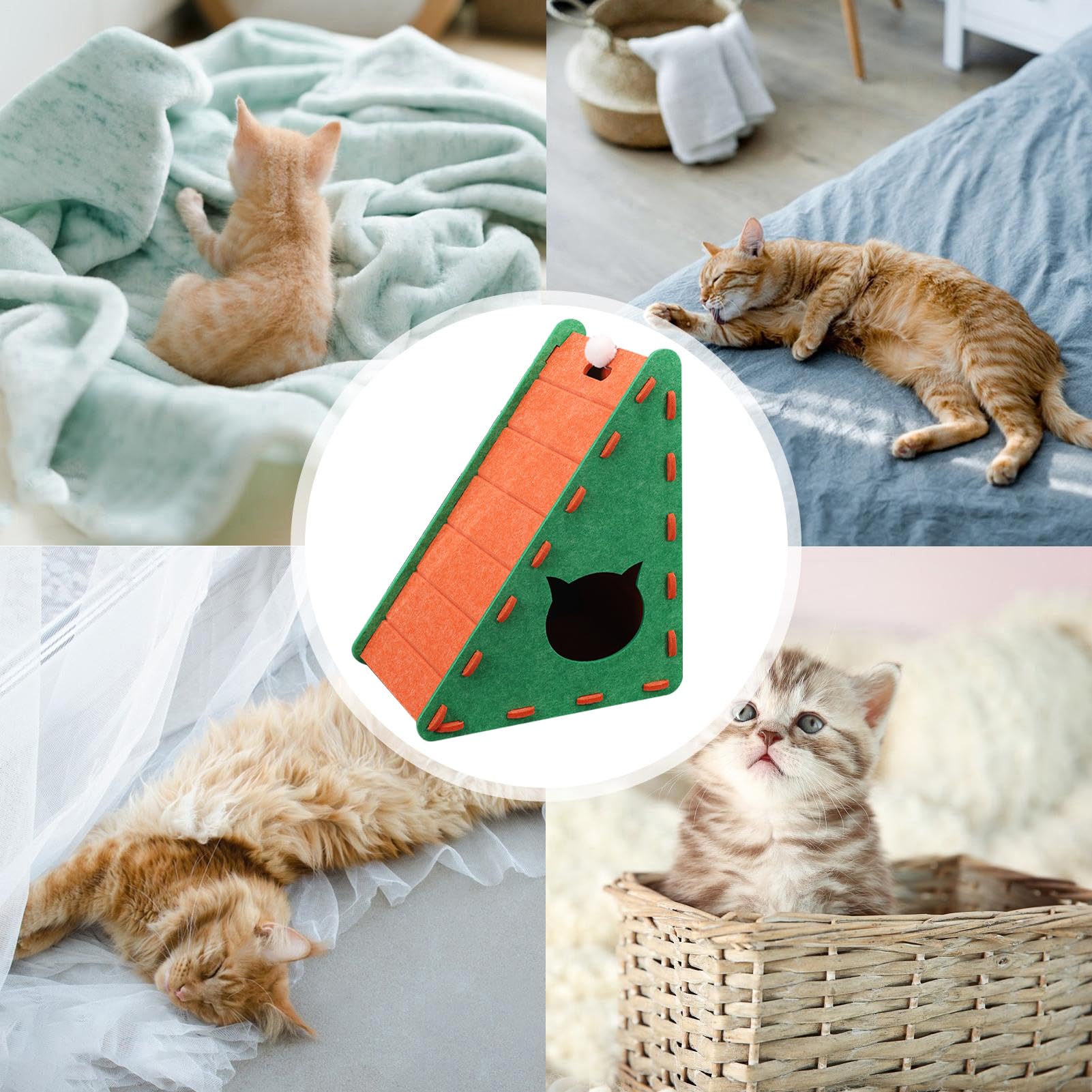 Kratzmatte Katze - Kratzbrett Katzen | Dreiecks Filzkratzer Für Katzen | Kratzmatte Katze Wand | Weastresistente Klettermatte Zum Schärfen Von Klauen, Spielen, Entspannung Ecke Als Möbelschutz