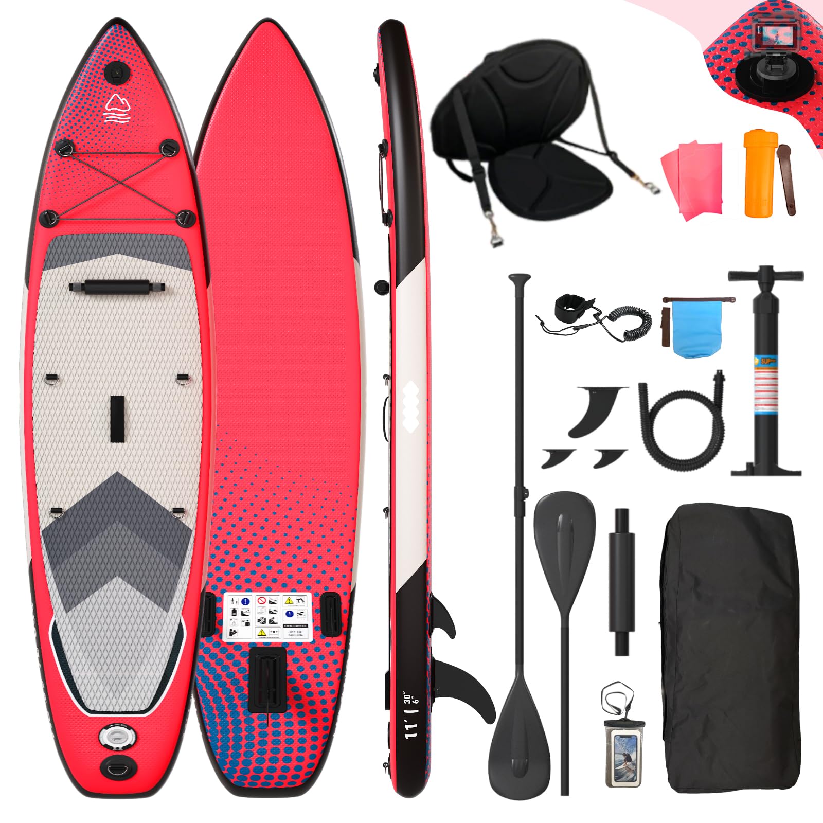 Planche De Paddle Gonflable Devoko 330 Cm – 2-en-1 Avec Siège, Charge 160 Kg, Kit Complet (pagaie, Sac, Leash, Réparation) – Pour Surf, Pêche, Yoga