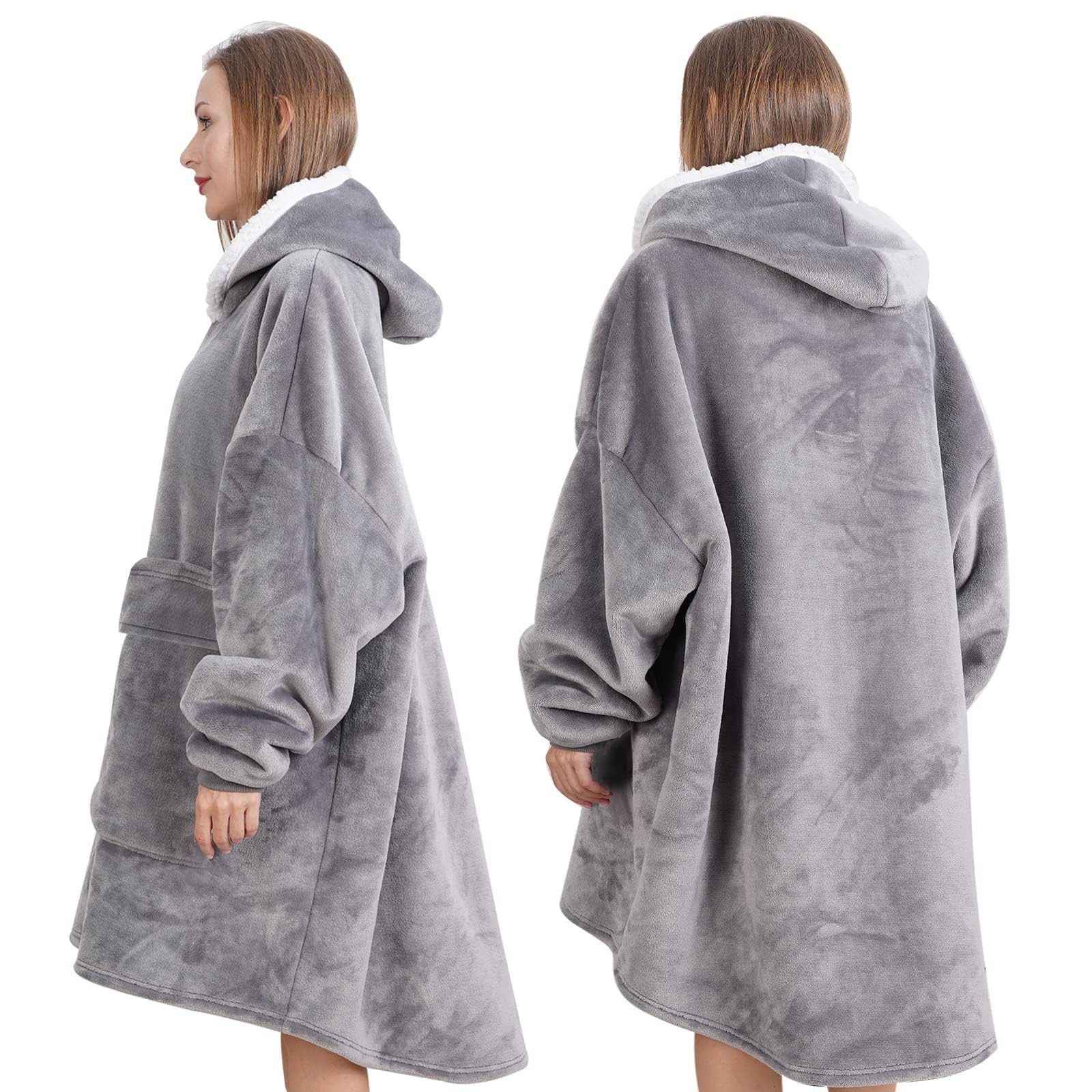 IvyH Ponadwymiarowa Bluza z Kapturem Koc Sherpa - Super Miękka, Ciepła, z Długim Rękawem - Jeden Rozmiar Pasuje do Mężczyzn, Kobiet, Dziewcząt