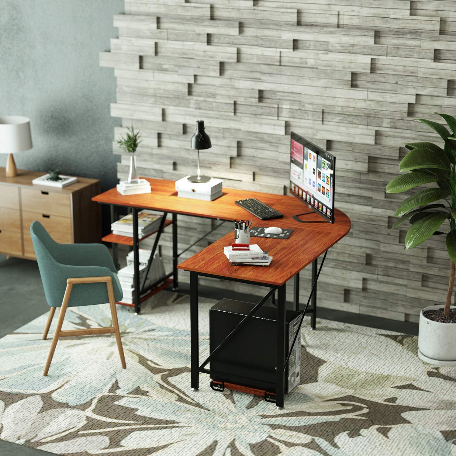 L Desk DEWEL Reversible L Shaped Desk Corner Computer Desk 55''X66