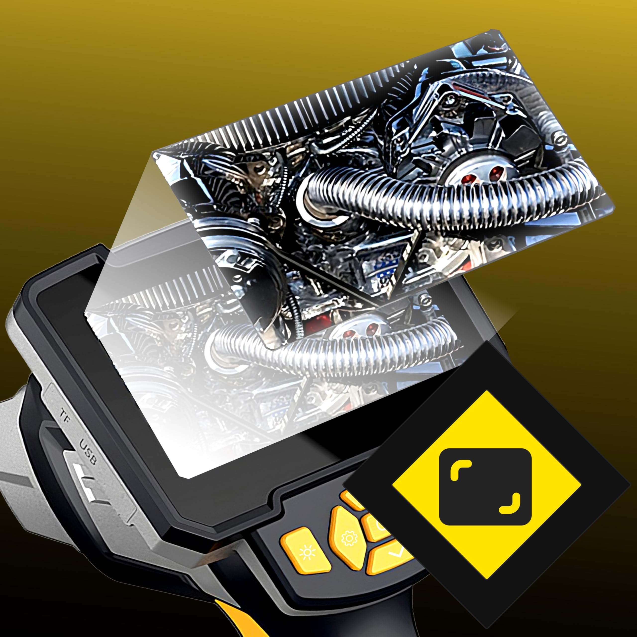 Retoo Cámara endoscópica Industrial Impermeable IP67, Pantalla de Imagen HD de 4,3 Pulgadas 3 m, endoscopio Digital Industrial, cámara de inspección, cámara Tubular