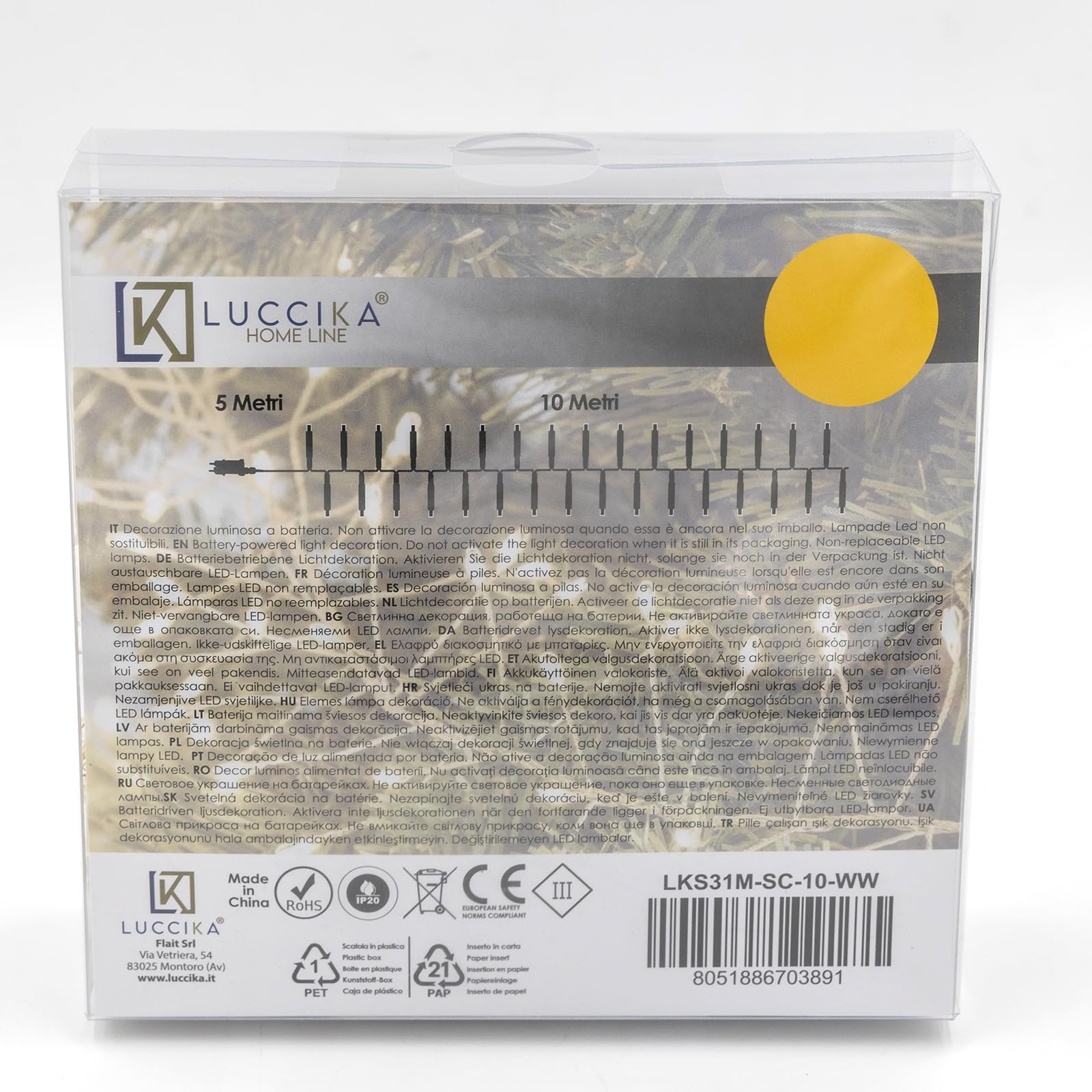 Luccika LED Cluster Lichterkette, Mikro-LED Traubenform, 8 Leuchtmodi, Metallkabel, Innen- und Außenbereich, Weihnachtsbaum Dekoration, Mehrfarbig (Warmweißes Silberkabel, 10M)