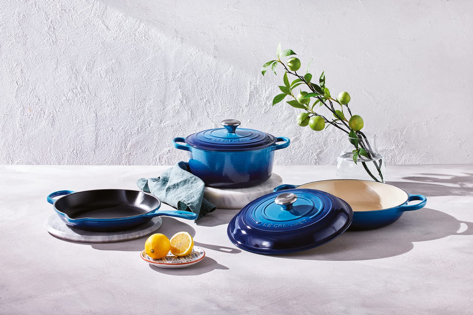 LE CREUSET Grill rotondo profondo Evolution in ghisa vetrificata, 25 cm, Azure, 20187262200422