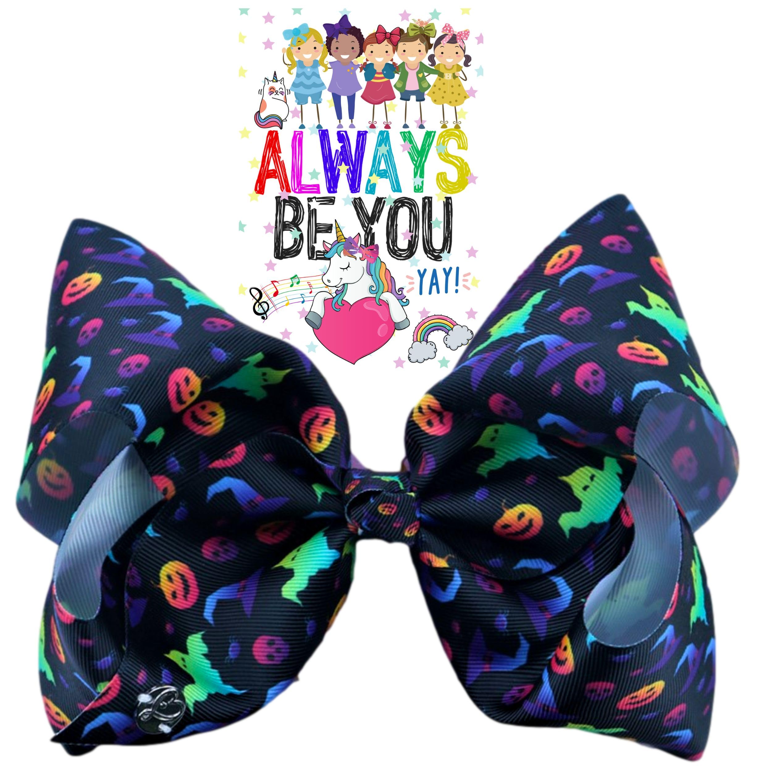 Jojo Halloween Bow- Large 8 Inch Jojo Siwa Halloween Bows for Girls, Fashion Hair Accessories (Halloween Bow)