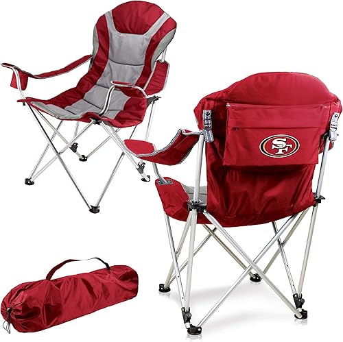 PICNIC TIME NFL - Silla de campamento reclinable para adultos de playa, silla deportiva con bolsa de transporte