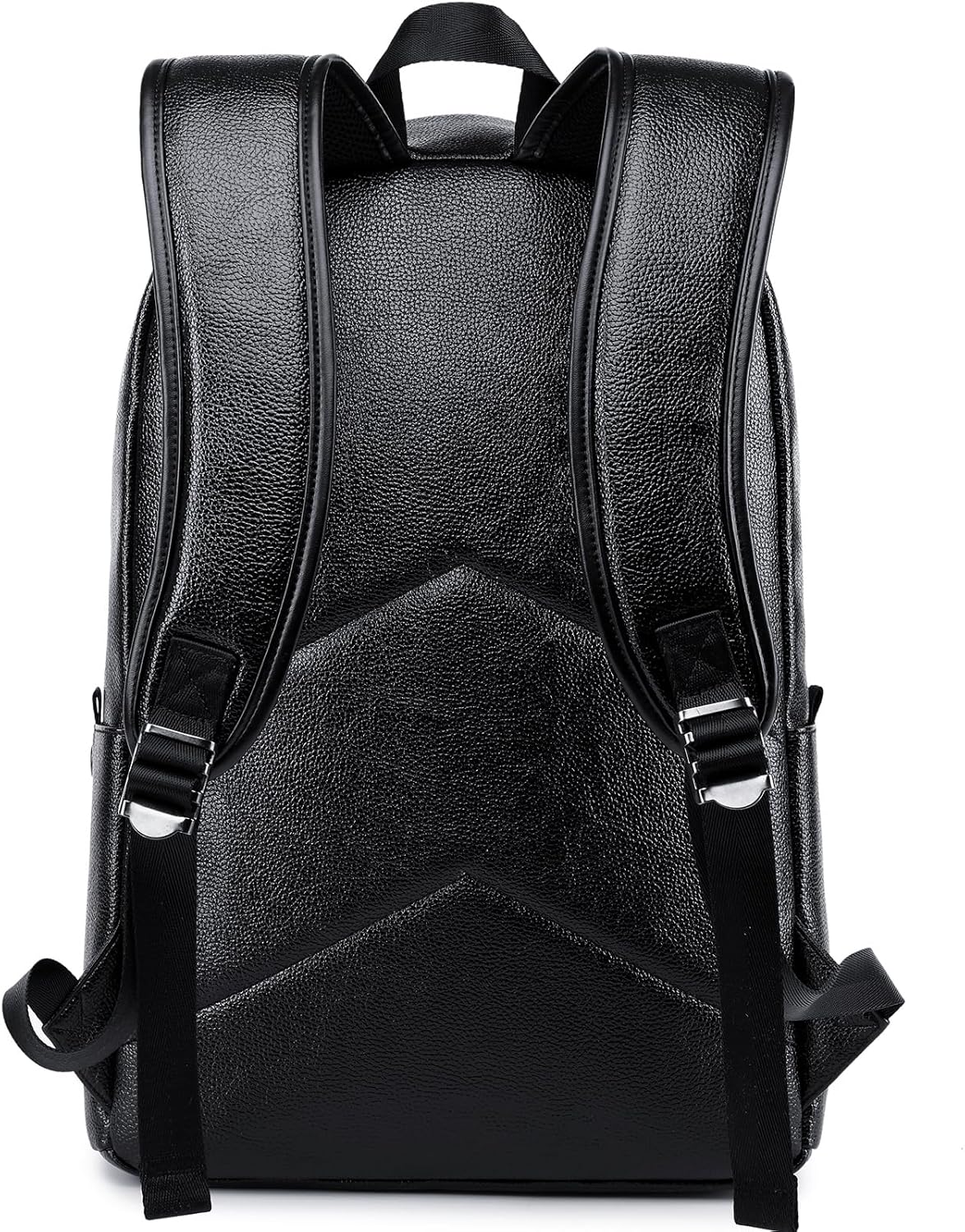 weiatas Black Leather Laptop Backpack for Men Women Work Travel, College School Backpack Casual Daypack fits 15.6 Inch - Image 3