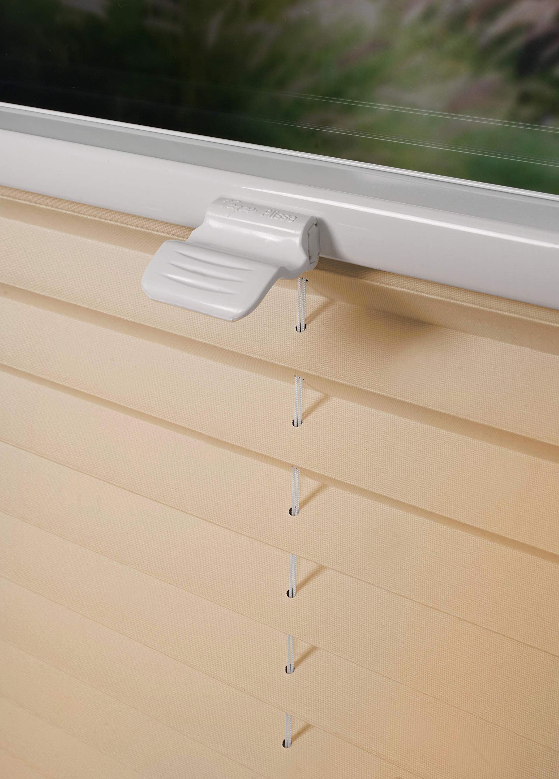 Plissee ohne Bohren Klemmfix Faltrollo Jalousie Plisseerollo Sichtschutz und Sonnenschutz Blickdicht lichtdurchlässig Rollo für Fenster & Tür Beige 65x130 cm