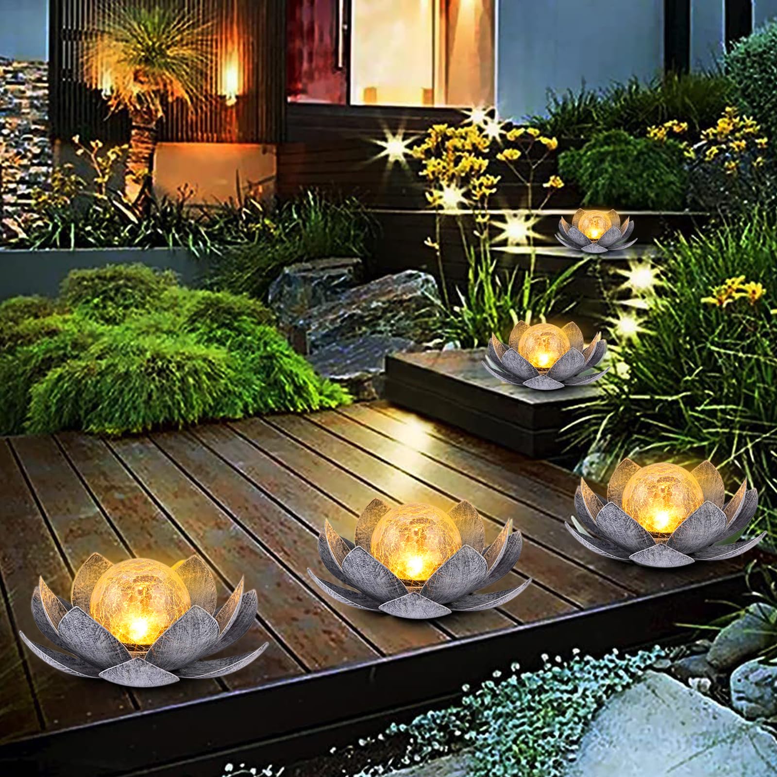 GIGALUMI Solarlampen voor buiten, hangend, 4 stuks vlameffecten, zonne