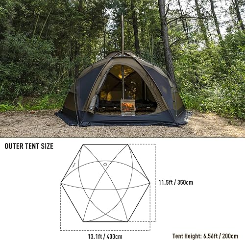 Miniatura 3 de POMOLY Tienda de campaña con cúpula para acampar, tienda de campaña caliente Dome X6 Pro 4 estaciones, tienda independiente para 2-4 personas,