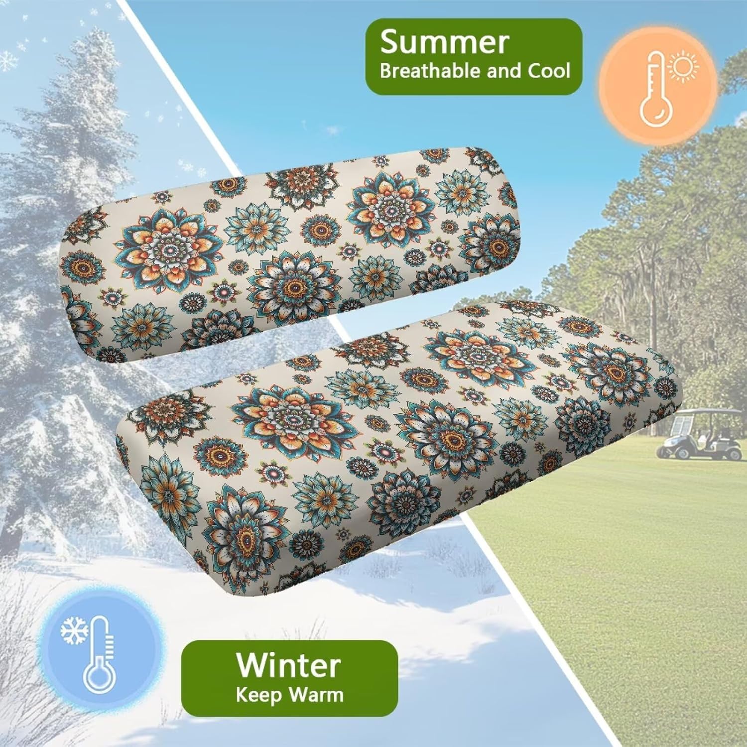 EZGO RXV Seat Covers with Elastic Edges - Heavy-Duty Universal Size for Club Car Precedent All-Season Protection