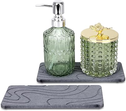 Diatomaceous Earth Dish Drying Mats for Kitchen Bathroom Counter Organizer Water Absorbing Stone Quick Dry Soap Tray Diatomite Soap Dish Coasters Waterproof Mat Sink Vanity Trays Kitchen Accessories