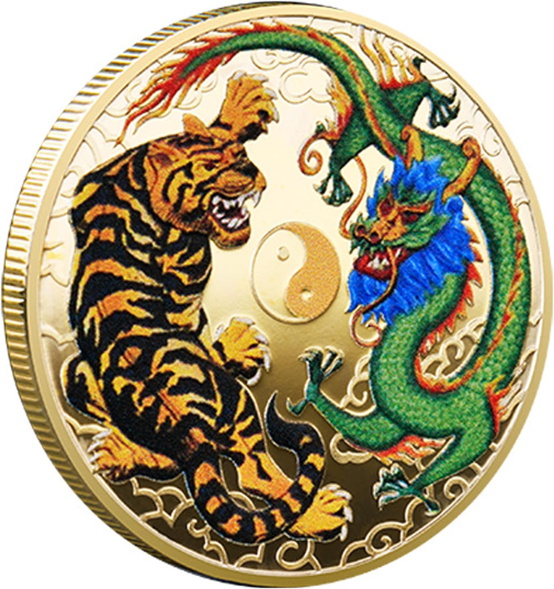 Chinese Loong Rising and Tiger Leaping Lucky Coin Lottery Ticket Scratcher Tool