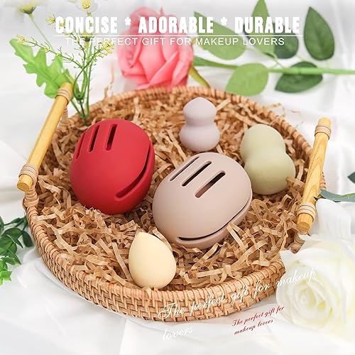 Miniatura 53 de FERYES Soporte para esponja de maquillaje con esponja de maquillaje, estuche de silicona ecológica para licuadora de maquillaje y esponja de base