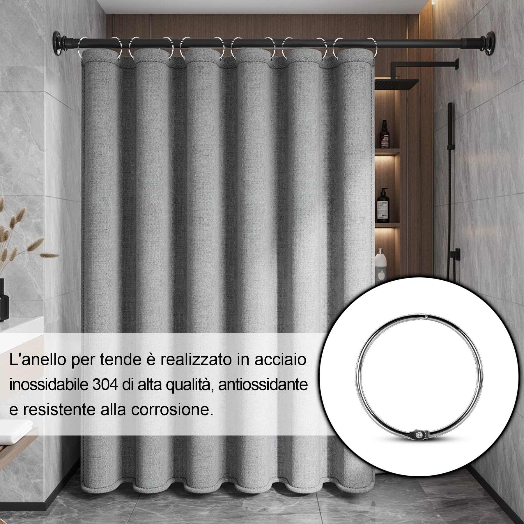 20 Pezzi Di Anelli Per Tende In Metallo, Facili Da Aprire E Chiudere Diametro Interno 38 Mm Per Tende Pesanti E Leggere Nero 91785055