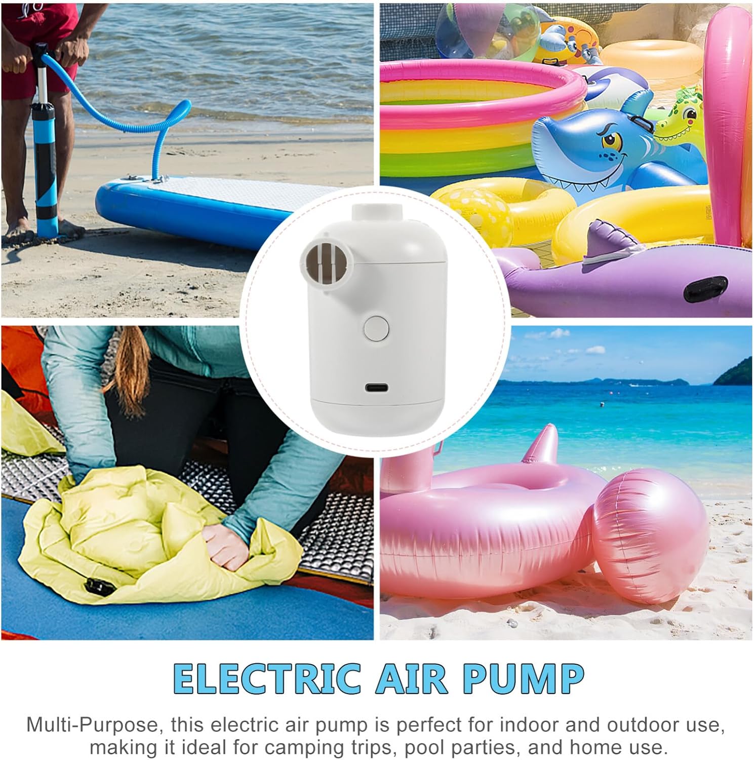Toddmomy 1 Set of Inflatable Mattress Air Pump Electric Air Compressor Electric Air Pump PVC Air Pump Outdoor Air Pump White