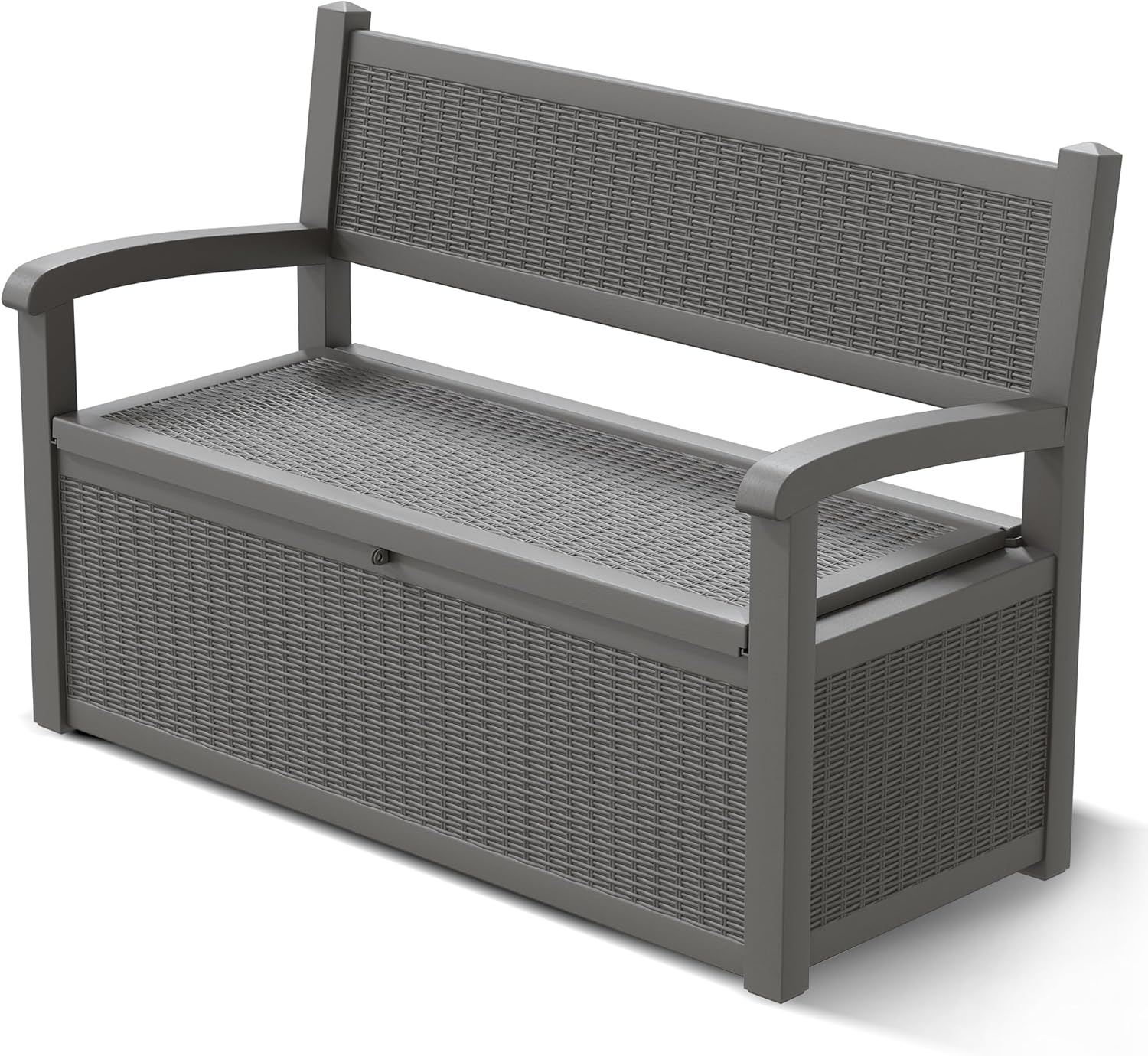 70 Gallon Outdoor Storage Bench Deck Box Lockable for Patio Furniture, Outdoor Porch Bench with Storage Waterproof for Cushions, Garden Tools and Pool Supplies, Grey