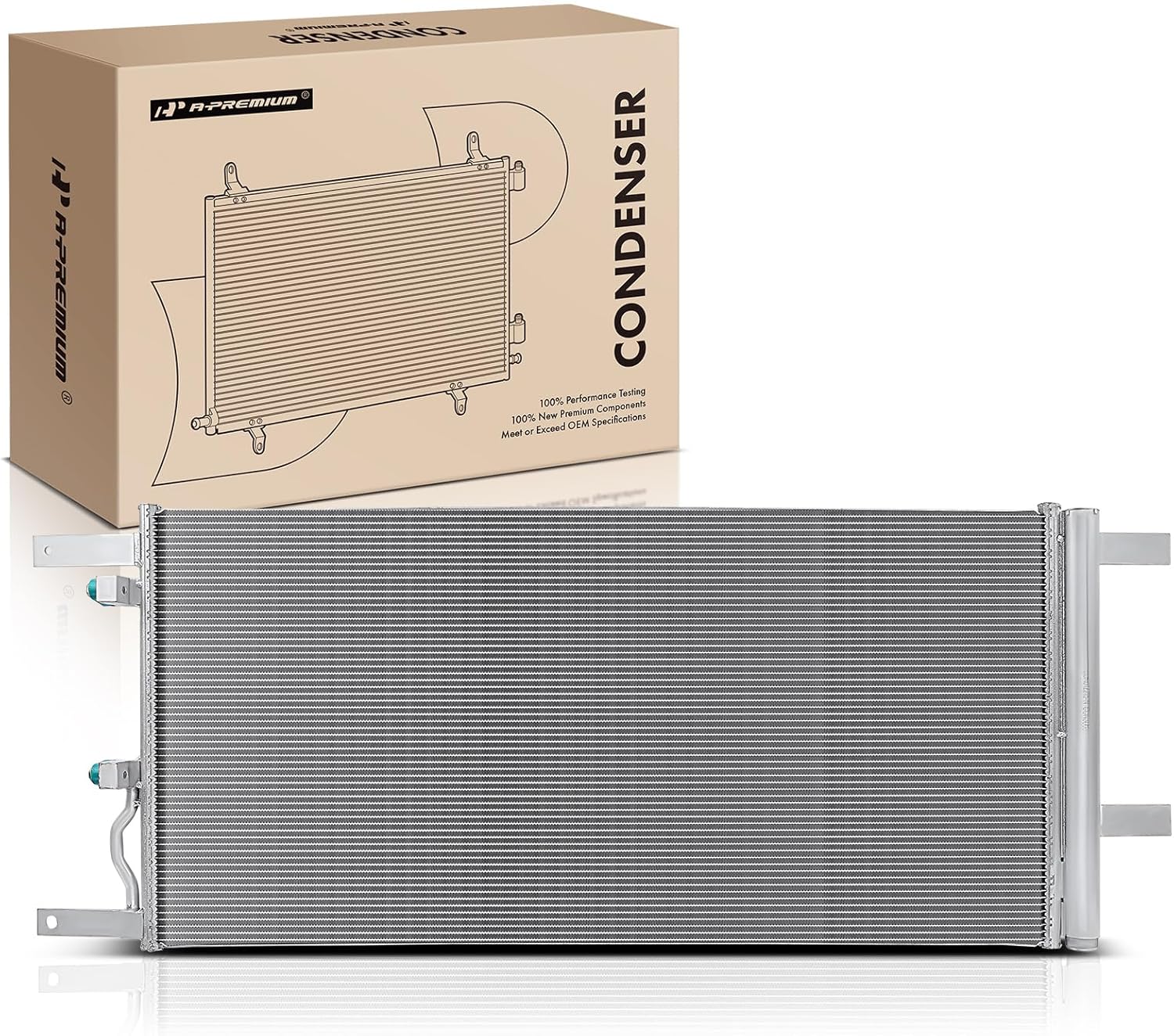 A-Premium Air Conditioning A/C Condenser Compatible with Ford F-250 F-350 F-450 Super Duty 2017-2024, V8 6.7L