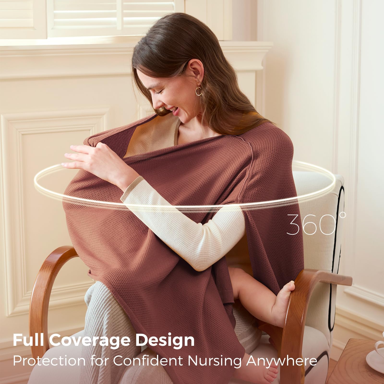 Momcozy Panno per allattamento al seno, morbido poncho per una maggiore privacy, sciarpa da allattamento versatile, asciugamano da allattamento portatile per donne, con sacchetto per la biancheria