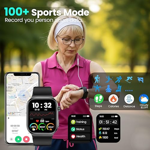 Miniatura 8 de Reloj inteligente de salud para mujeres y hombres – 2.04 pulgadas AMOLED reloj de seguimiento de actividad física con frecuencia cardíaca 24/7,