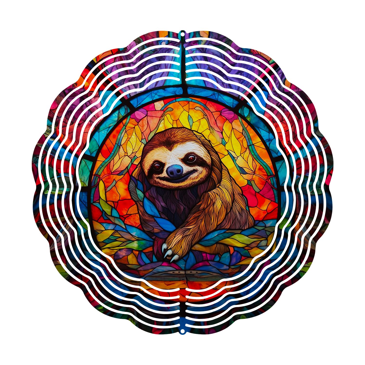 PLATGO 10-Inch Wind Spinner Aluminum Sublimation Wind Spinner for Garden Art, Offering Long-Lasting Weather-Resistant Beauty and Effective Bird Deterrent (ColorfulSloth)