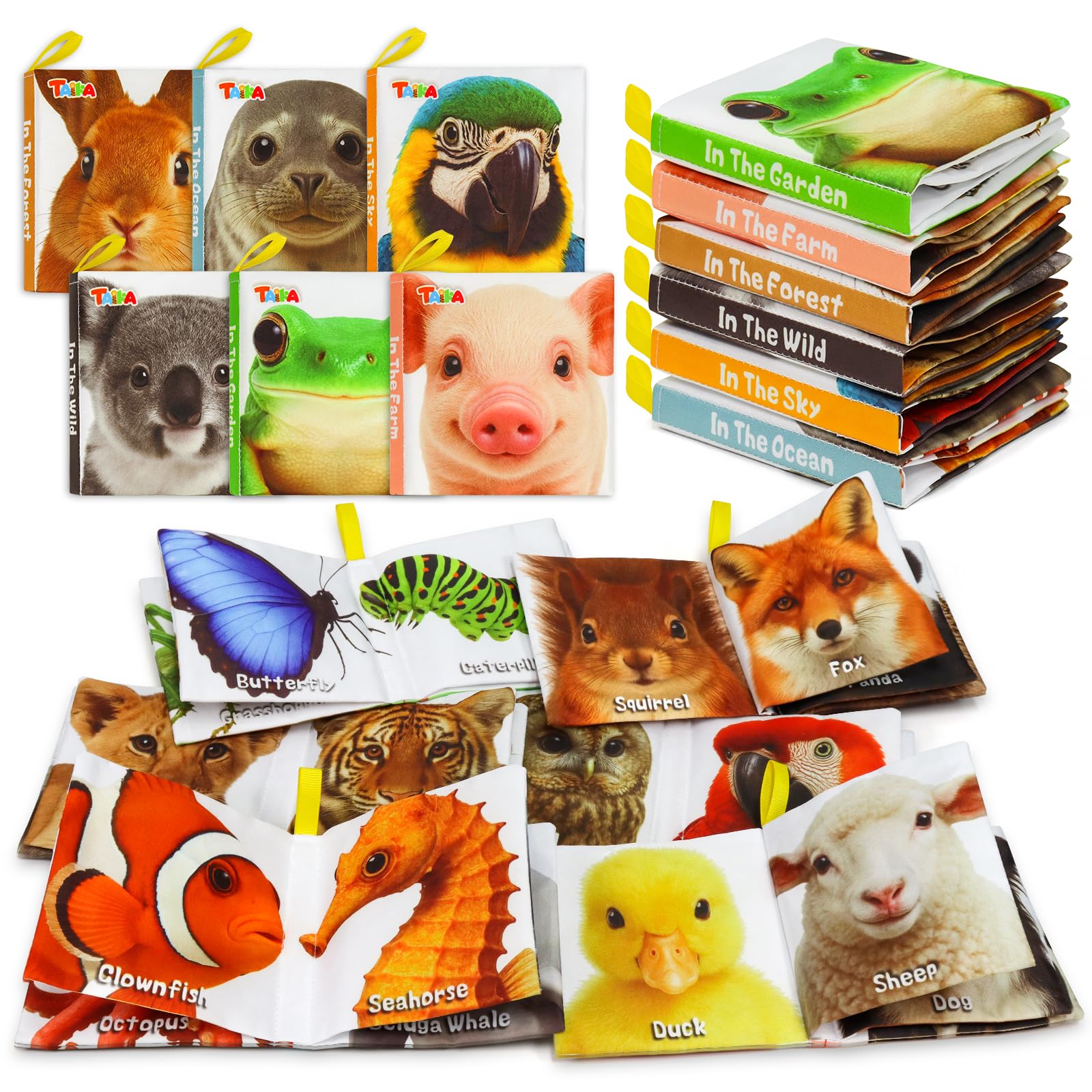 Taika 6PCS Soft Books, Cloth Books, Bath Toy, Preschool Learning Toy